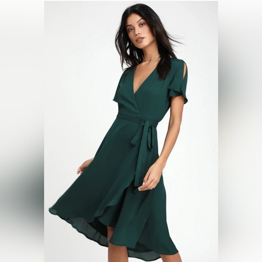 Lulu's Rise To The Occasion Midi Dress with Tie Waist